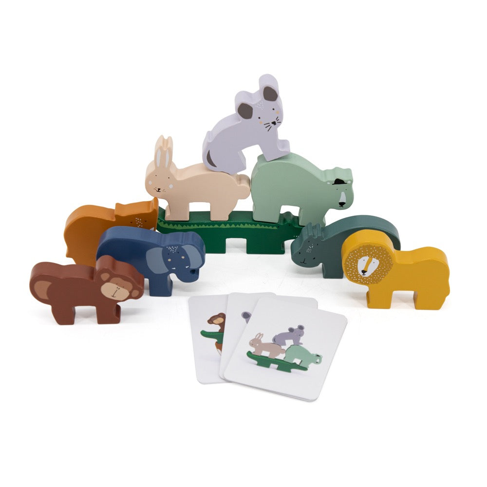 Juego de apilamiento de animales de madera
