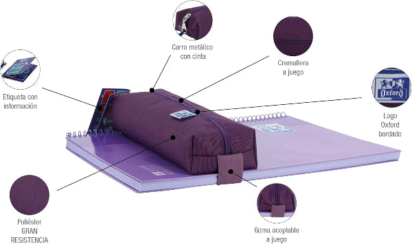Portatodo Oxford Teens rectangular mediano Kangoo - Morado