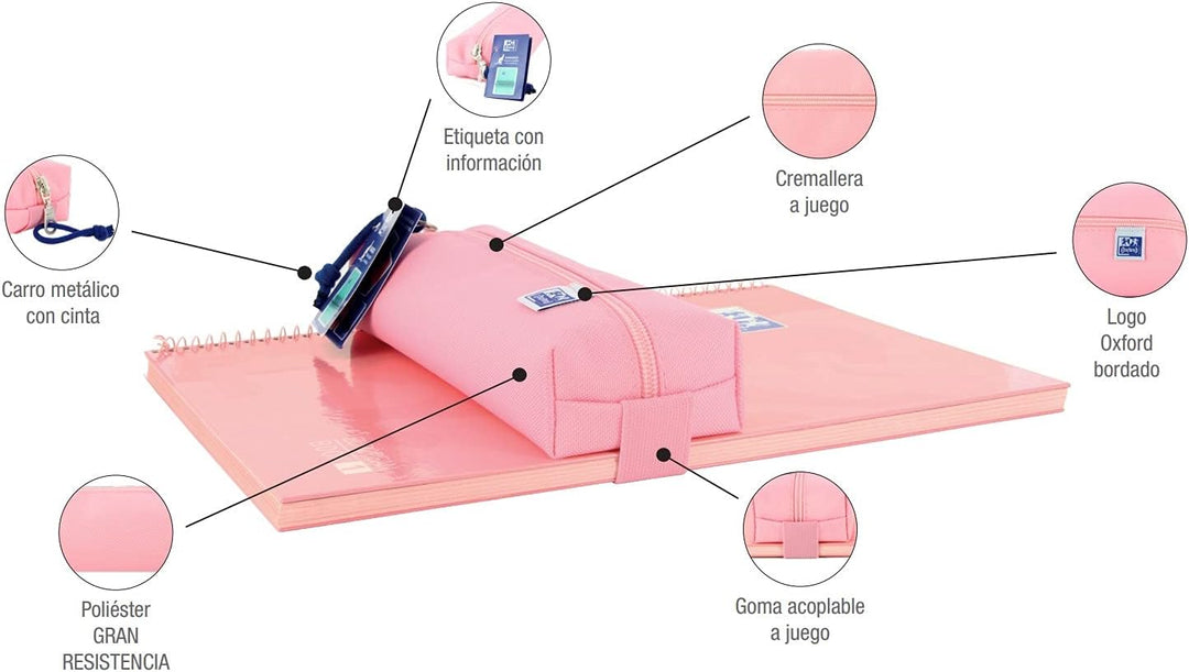 Portatodo Oxford Teens rectangular mediano Kangoo - Rosa