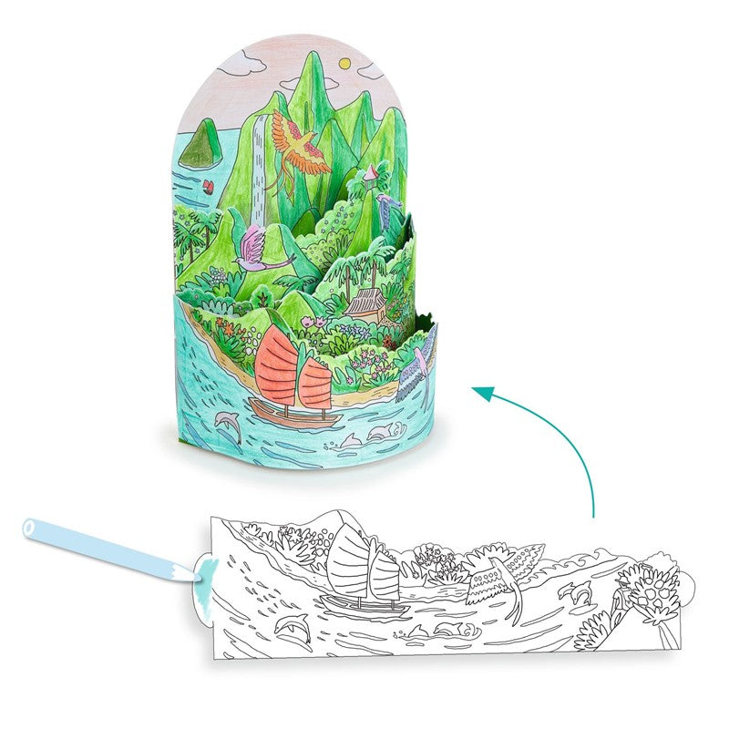 Colorear Diorama En la cima de la isla