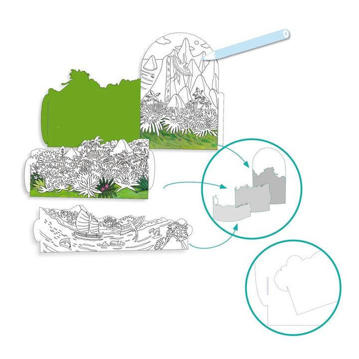 Colorear Diorama En la cima de la isla
