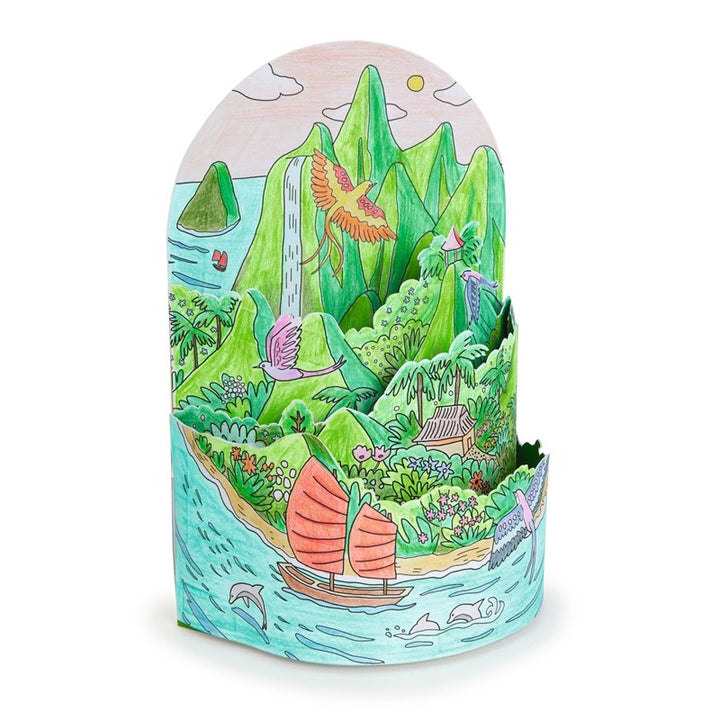 Colorear Diorama En la cima de la isla
