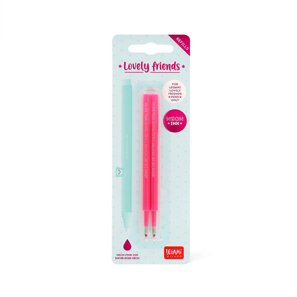 2 Recambios bolígrafos de gel - Lovely Friends - Rosa Neon