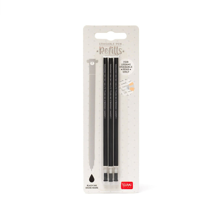 Set de 3 Recambios para Bolígrafo de Gel Borrable - Tinta Negra - Erasable Pen