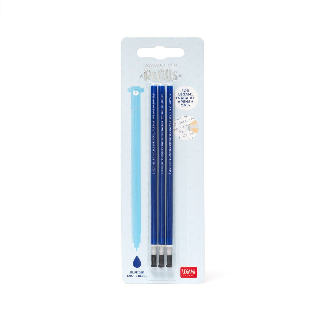 Set de 3 Recambios para Bolígrafo de Gel Borrable - Tinta Azul - Erasable Pen