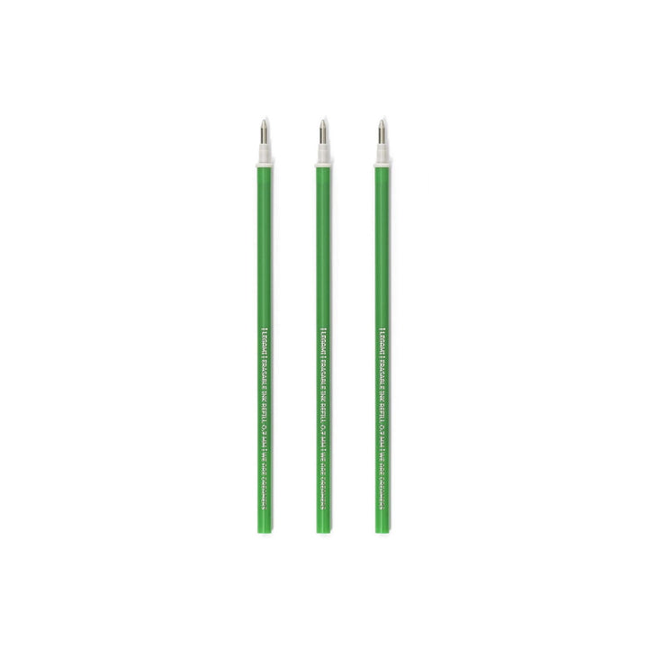Set de 3 Recambios para Bolígrafo de Gel Borrable - Tinta Verde- Erasable Pen