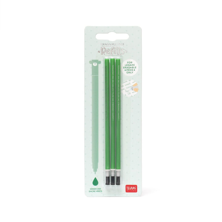 Set de 3 Recambios para Bolígrafo de Gel Borrable - Tinta Verde- Erasable Pen