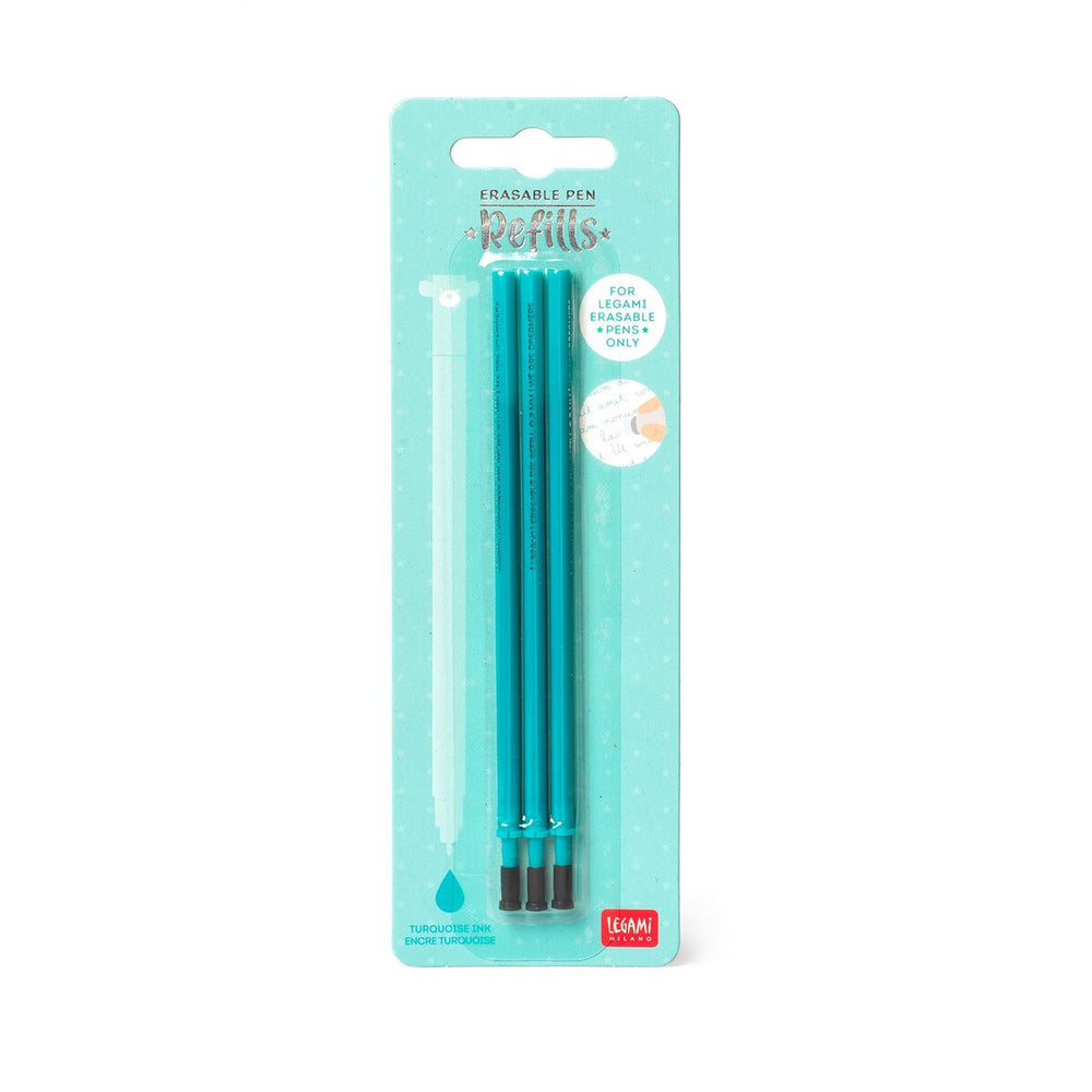 Set de 3 Recambios para Bolígrafo de Gel Borrable - Tinta Turquesa - Erasable Pen