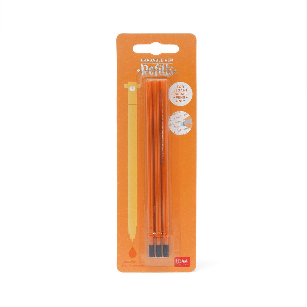 Set de 3 Recambios para Bolígrafo de Gel Borrable - Tinta Naranja - Erasable Pen