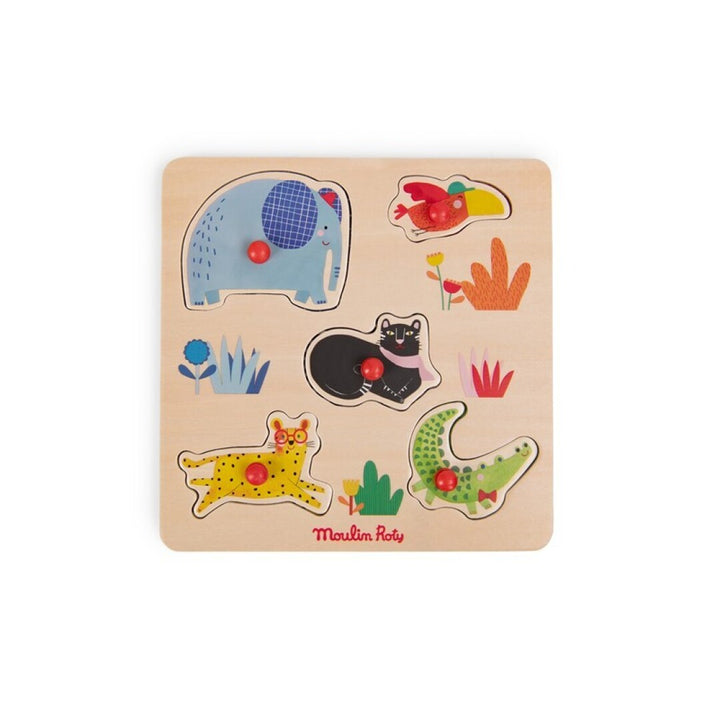 Puzzle encajable 5 animales Toupitis