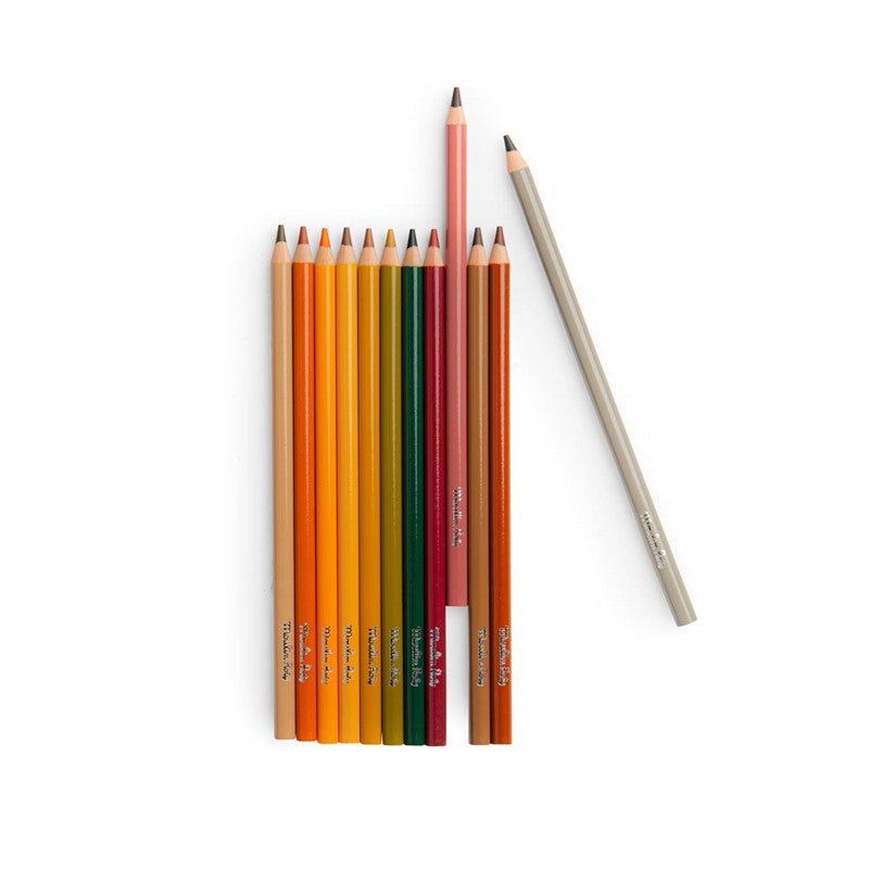 12 lápices de colores + tarjetas El jardinero