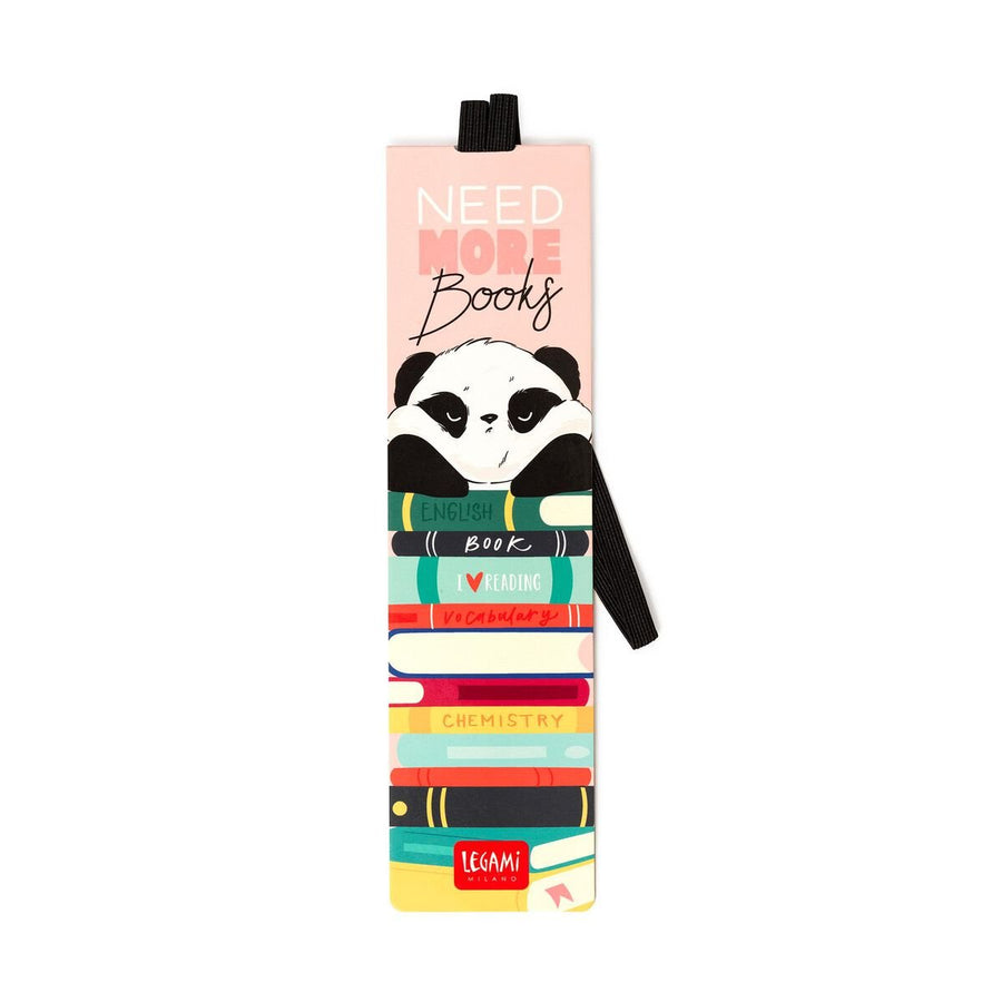 Marcapáginas Ilustrado con Elástico - Panda, Need More Books - Bookmark