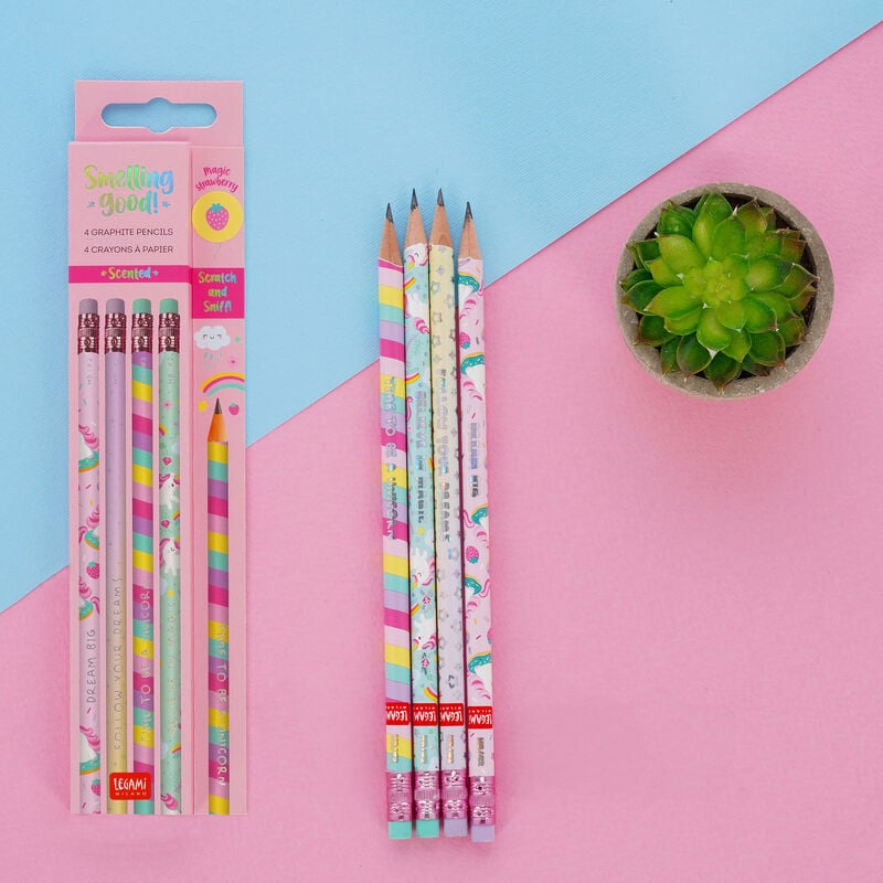 4 lápices HB grafito con aroma - Smelling good! - Unicorn