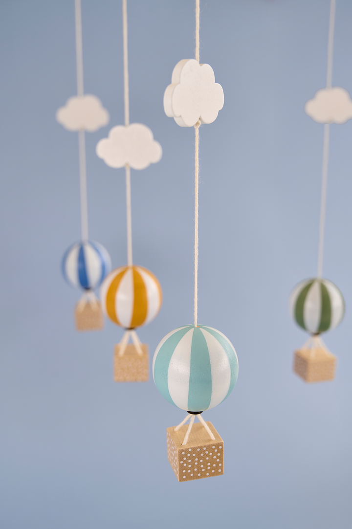 Móvil madera Globos Azul