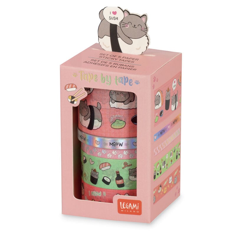 Set de 5 Cintas Adhesivas de Papel - Tape By Tape - Kitty