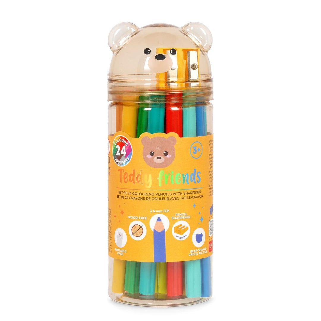 Set de 24 Lápices de Colores con Sacapuntas - Teddy Friends