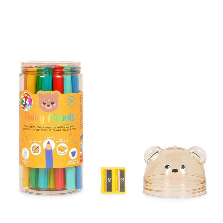 Set de 24 Lápices de Colores con Sacapuntas - Teddy Friends