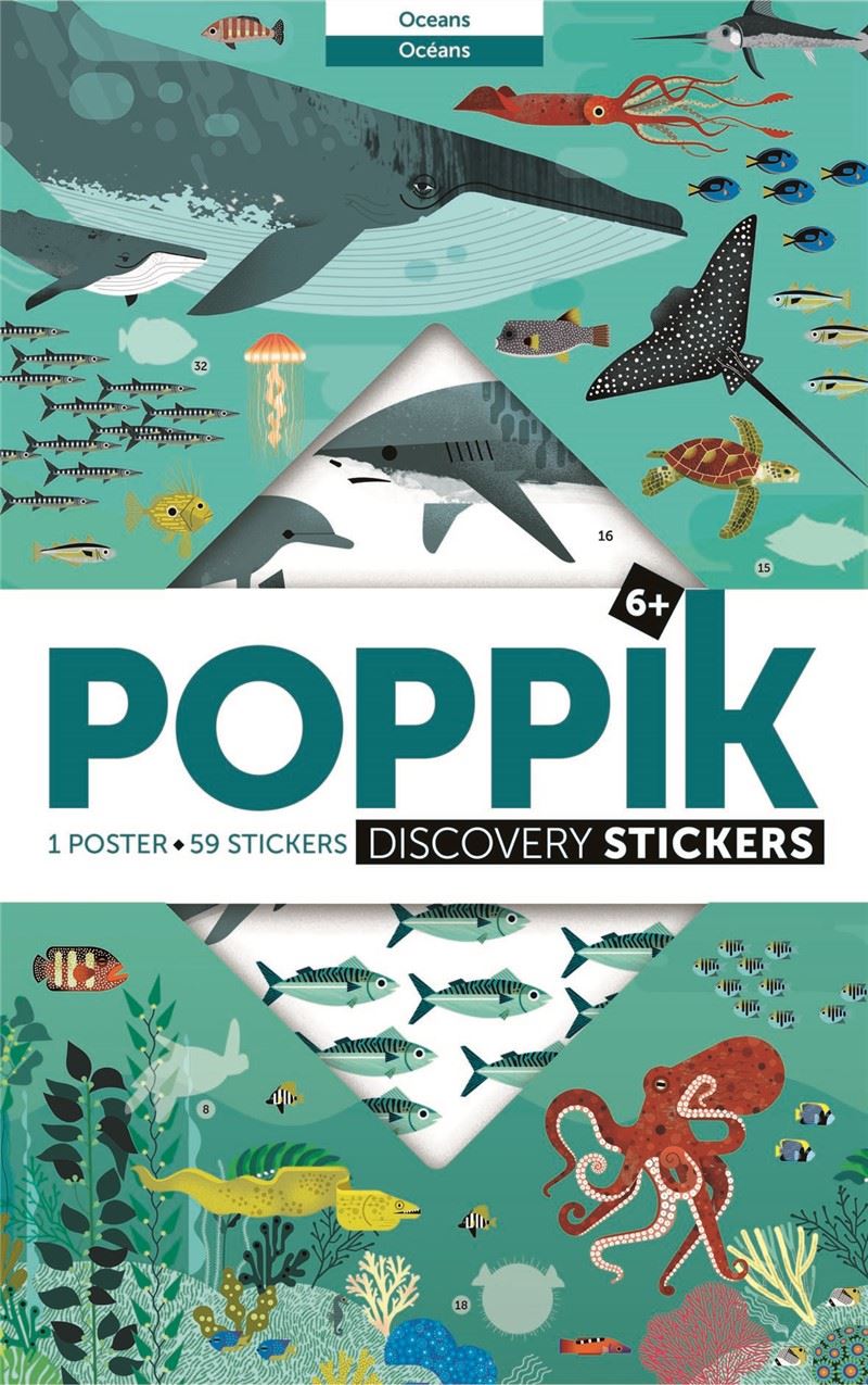 Gran Póster de Pegatinas "Animales marinos"