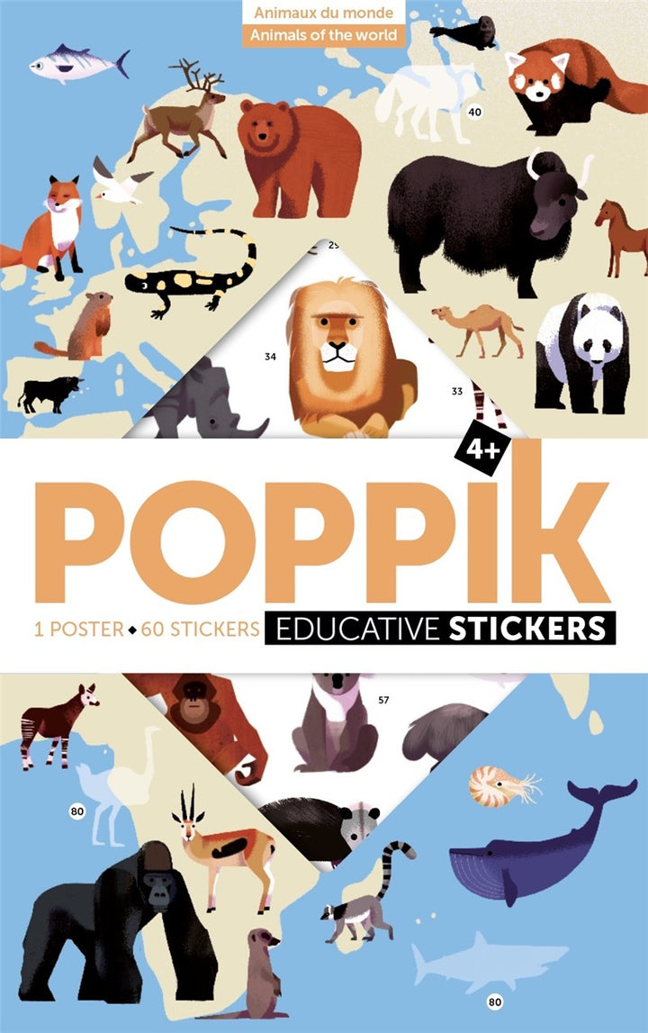 Gran Póster de Pegatinas "Animales del mundo"