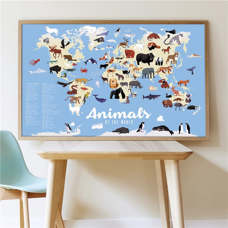 Gran Póster de Pegatinas "Animales del mundo"