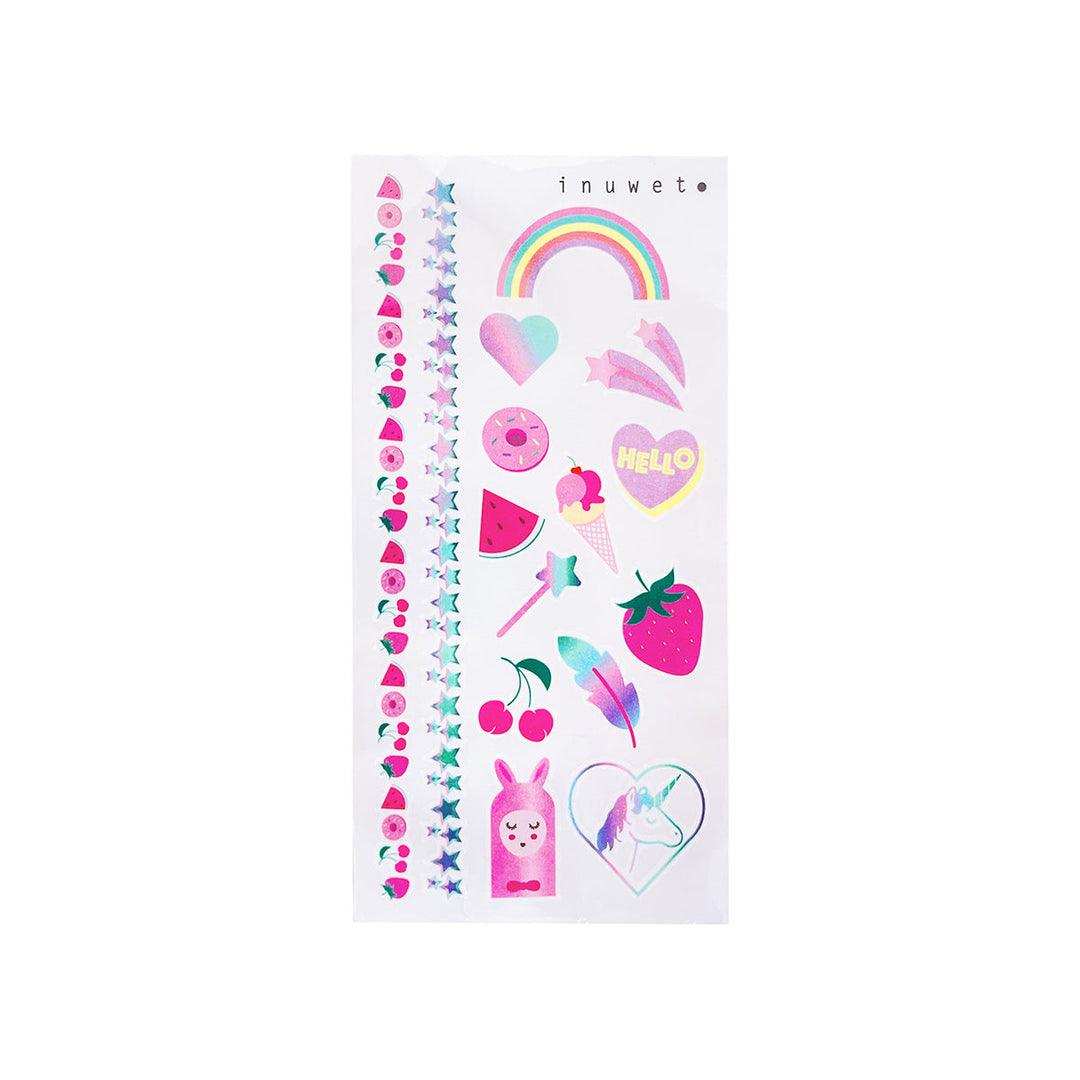 My little beauty house: dos esmaltes de uñas (turquesa y morado) + tatuajes + pegatinas de uñas