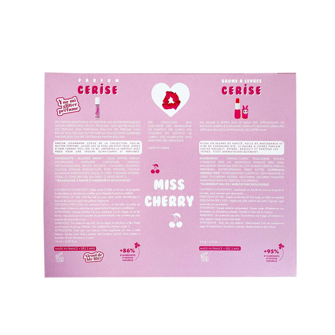 Set regalo Miss Cherry: perfume, scrunchie y labial de cereza
