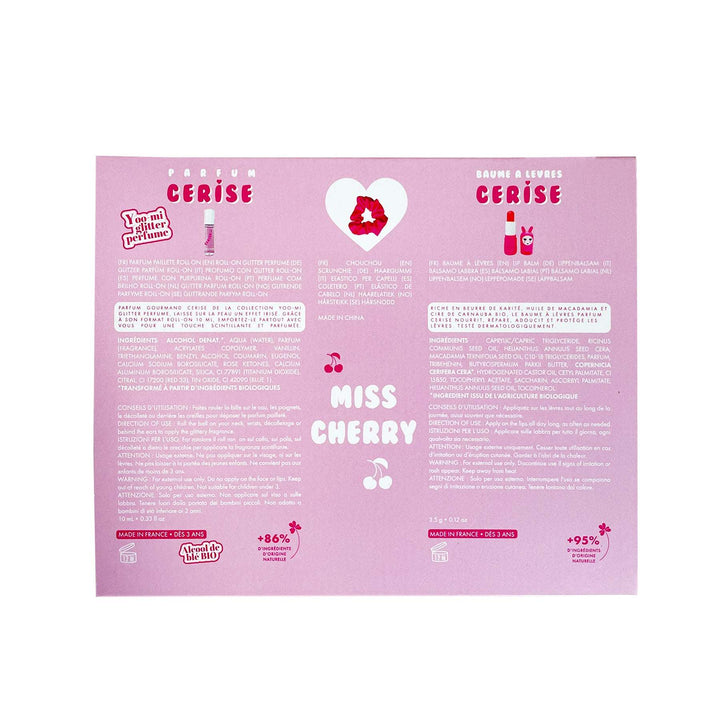 Set regalo Miss Cherry: perfume, scrunchie y labial de cereza