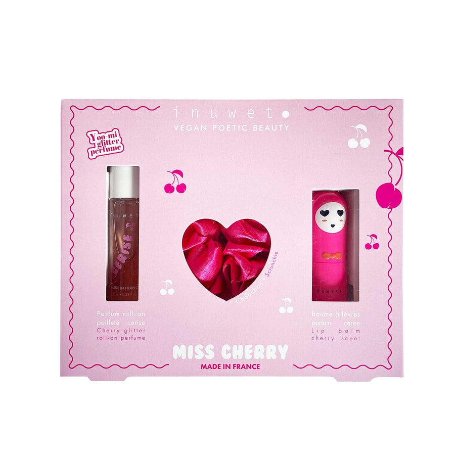 Set regalo Miss Cherry: perfume, scrunchie y labial de cereza