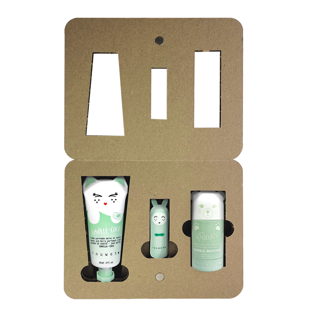 Caja dream aqua: Mascarilla facial stick + Crema manos + Bálsamo labial