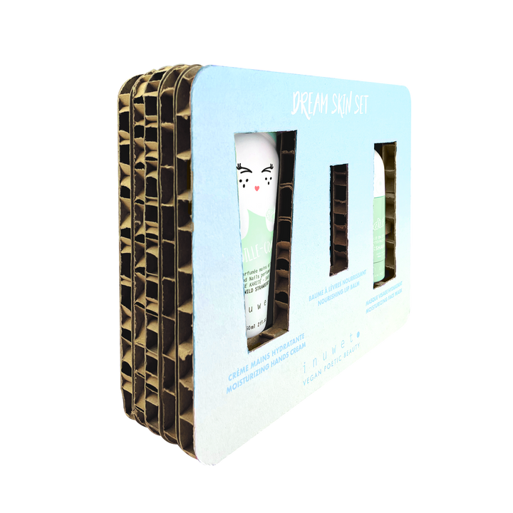 Caja dream aqua: Mascarilla facial stick + Crema manos + Bálsamo labial