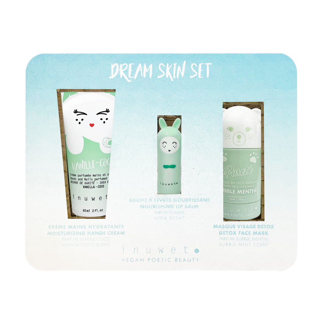 Caja dream aqua: Mascarilla facial stick + Crema manos + Bálsamo labial