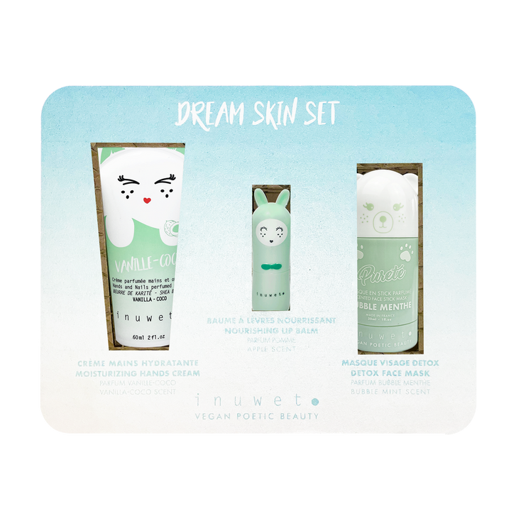 Caja dream aqua: Mascarilla facial stick + Crema manos + Bálsamo labial