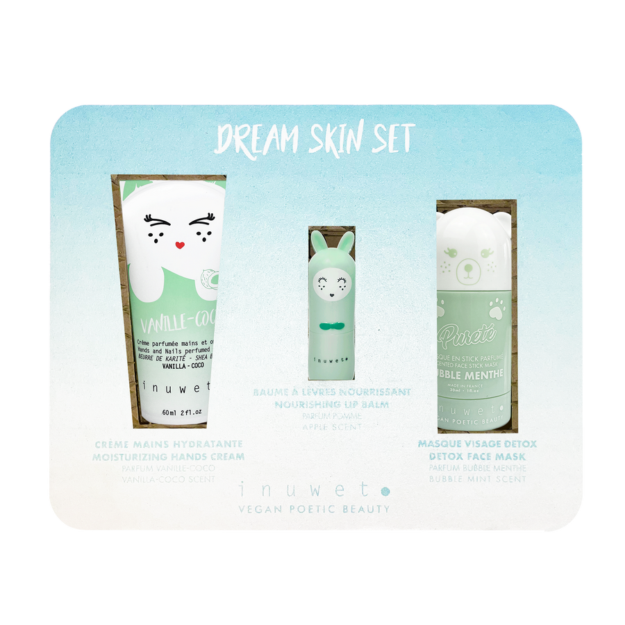 Caja dream aqua: Mascarilla facial stick + Crema manos + Bálsamo labial