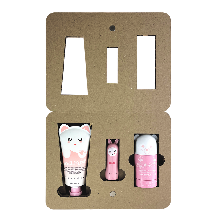 Caja dream rosa: Mascarilla facial stick + Crema manos + Bálsamo labial