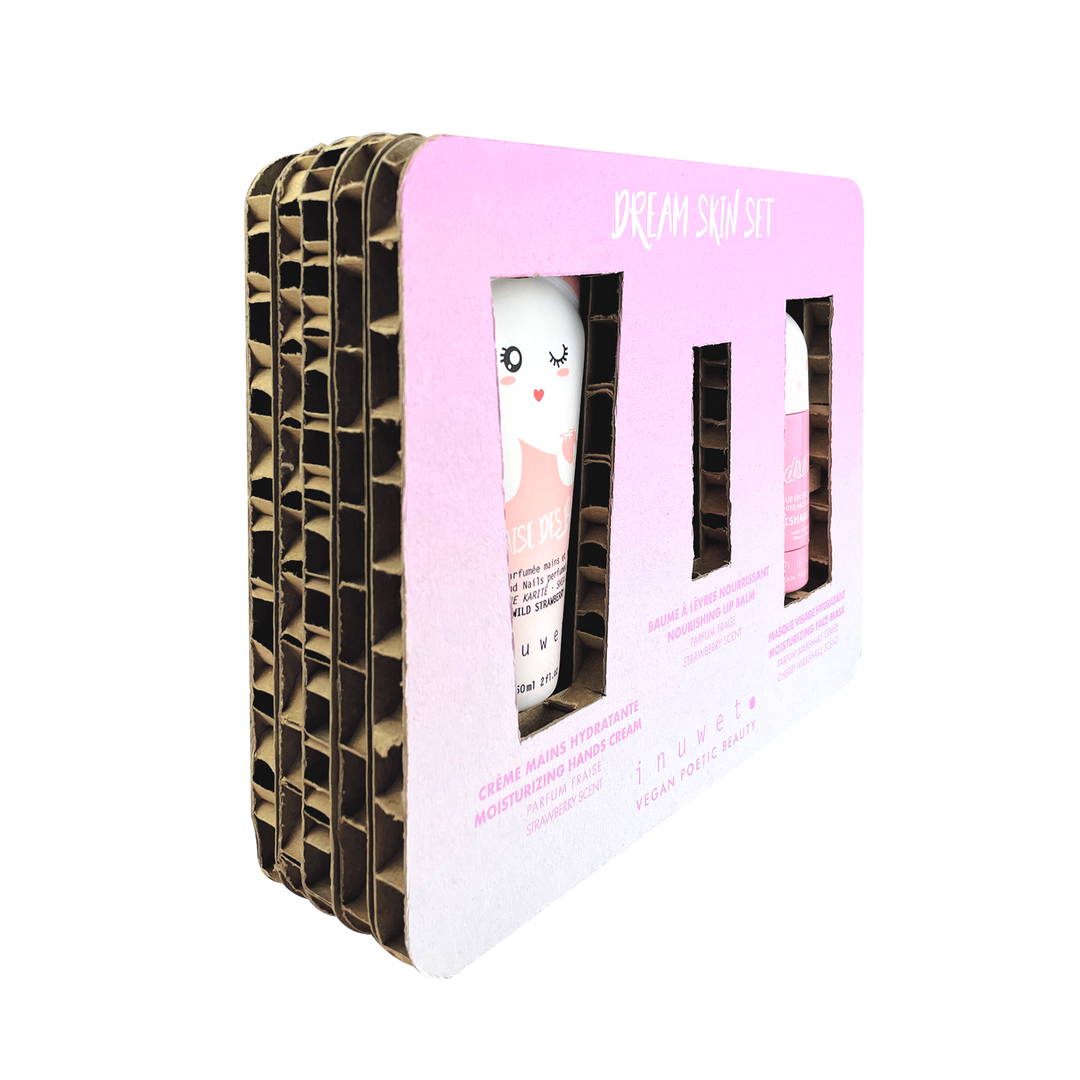 Caja dream rosa: Mascarilla facial stick + Crema manos + Bálsamo labial