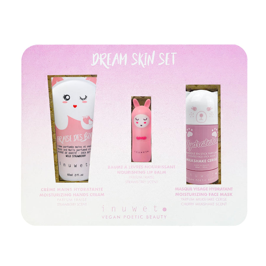 Caja dream rosa: Mascarilla facial stick + Crema manos + Bálsamo labial