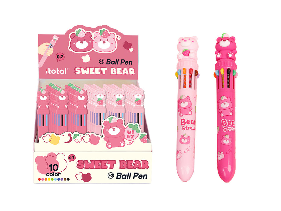 Bolígrafo multicolor - Oso rosa