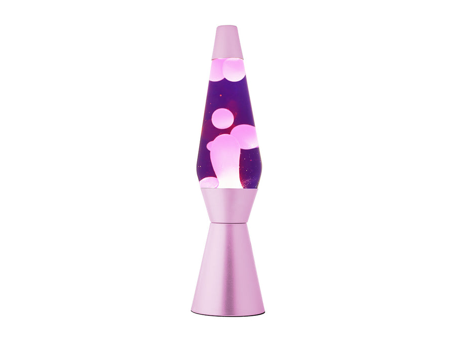 Lámpara de Lava 36 cm con Base Púrpura, Líquido Púrpura y Cera Rosa