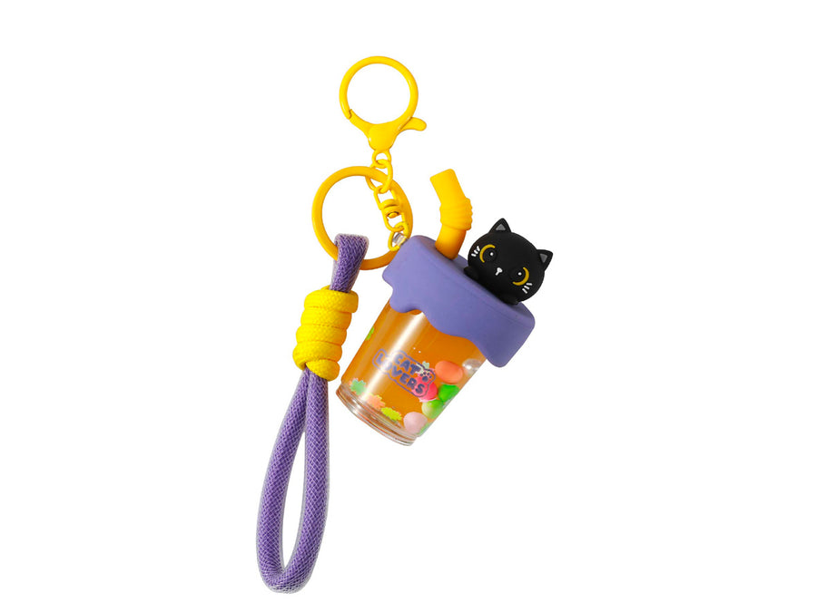 Llaveros Bubble Tea - Black Cat