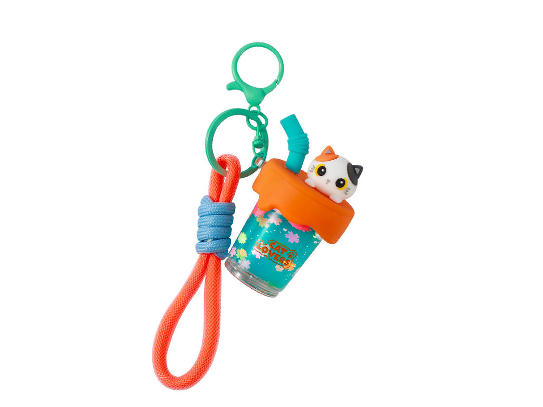 Llaveros Bubble Tea - Orange Cat