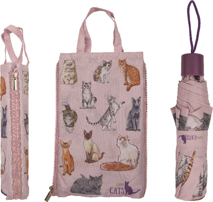 Paraguas con bolsa gatos - I love cats & dogs