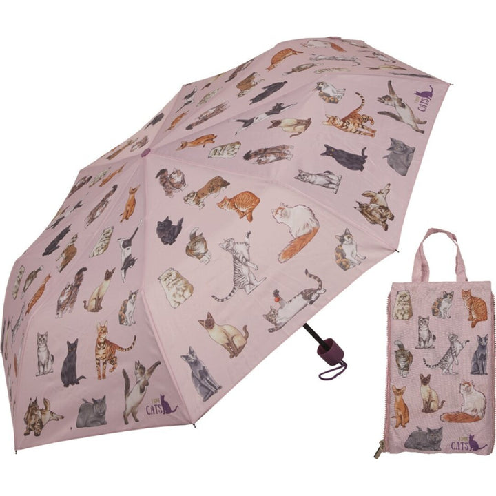 Paraguas con bolsa gatos - I love cats & dogs