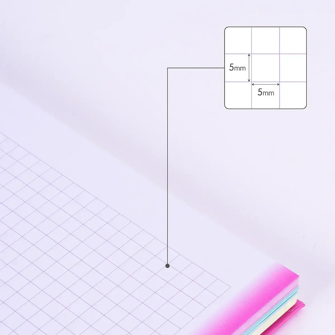 Cuaderno A4 con espiral y tapa dura, papel cuadriculado, 90 hojas de 95gr/m², colección Sunset, rosa