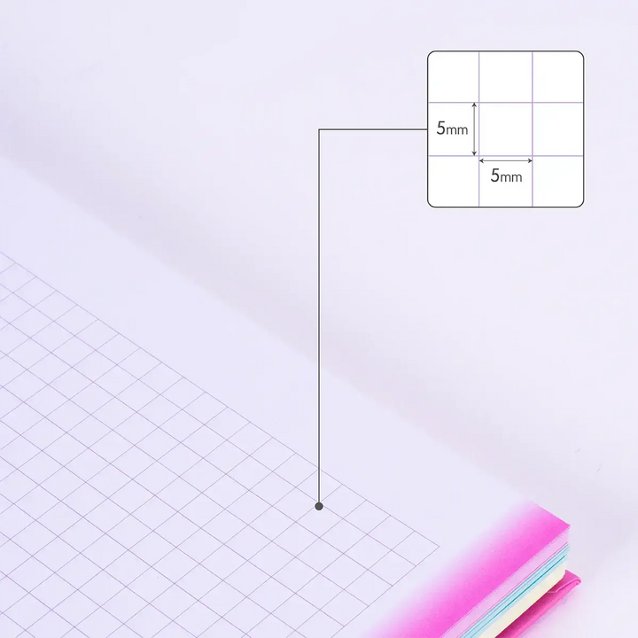 Cuaderno A4 con espiral y tapa dura, papel cuadriculado, 90 hojas de 95gr/m², colección Sunset, rosa