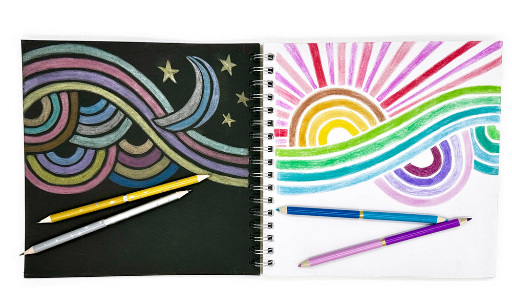 Cuaderno de bocetos papel blanco y papel negro