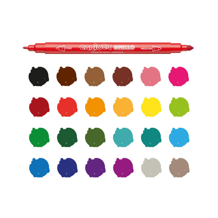 Rotulador Carioca Birello doble punta 24 colores surtidos