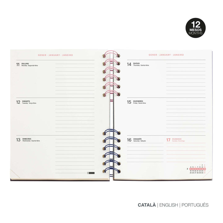 Agenda Escolar Plus Wire-O Semana Vista Catalán Verde Back To Basics 2026-27