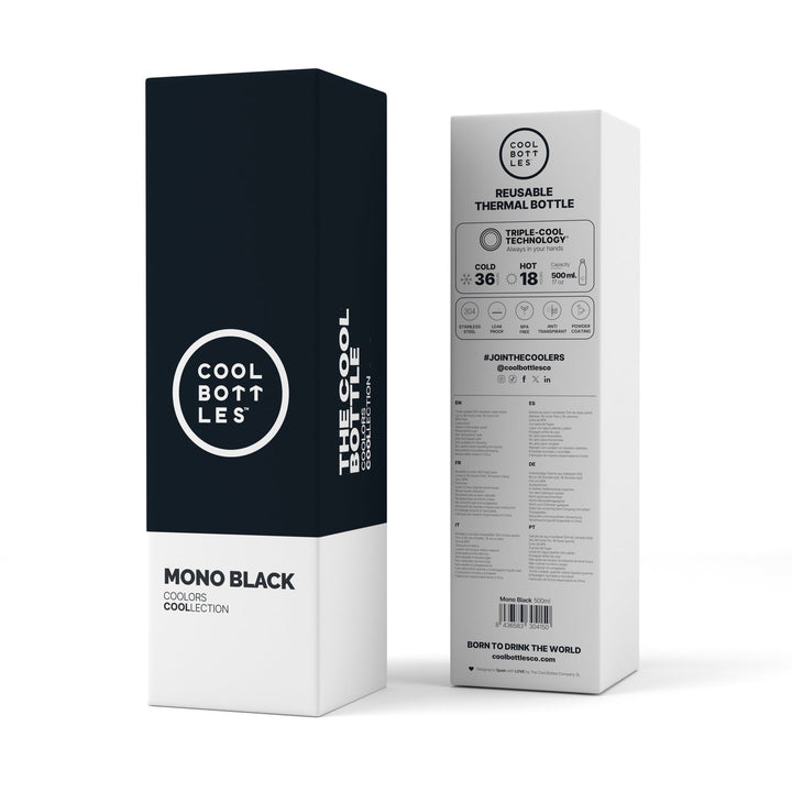 The bottles coolors - Botella de acero inoxidable 500 ml - Mono Black