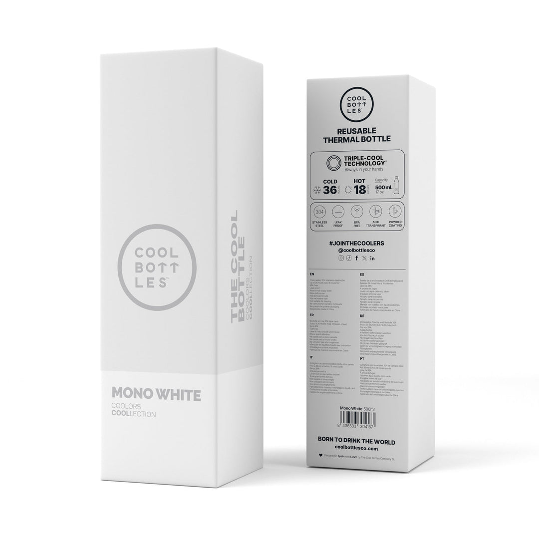 The bottles coolors - Botella de acero inoxidable 500 ml - Mono White