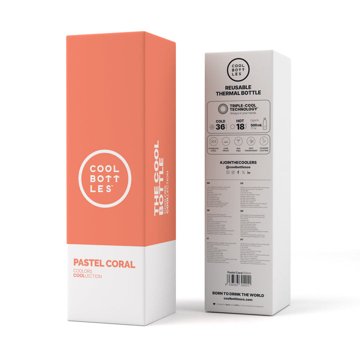The bottles coolors - Botella de acero inoxidable 500 ml - Pastel Coral